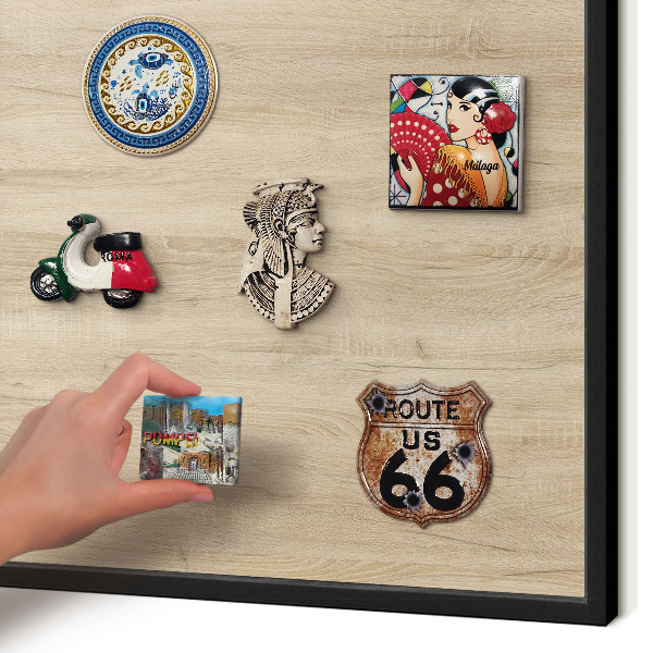 Panou magnetic mural decorativ cadru negru Fundal din lemn