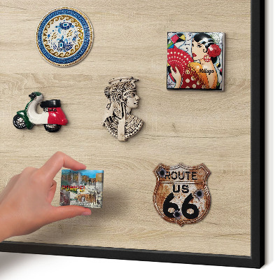 Panou magnetic mural decorativ cadru negru Fundal din lemn