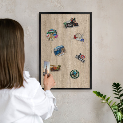 Panou magnetic mural decorativ cadru negru Fundal din lemn