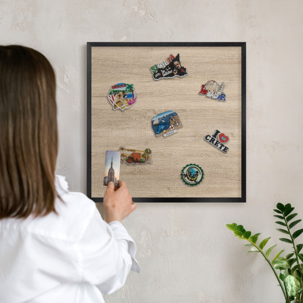 Panou magnetic mural decorativ cadru negru Fundal din lemn