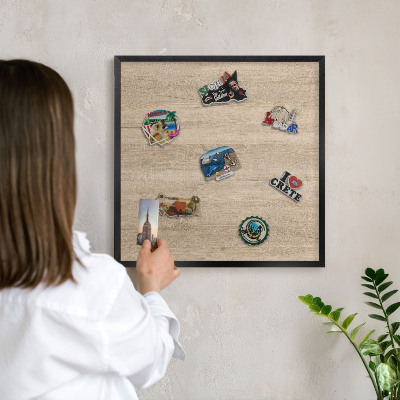 Panou magnetic mural decorativ cadru negru Fundal din lemn