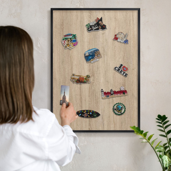 Panou magnetic mural decorativ cadru negru Fundal din lemn
