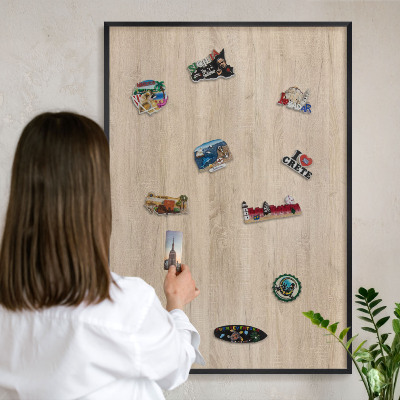 Panou magnetic mural decorativ cadru negru Fundal din lemn