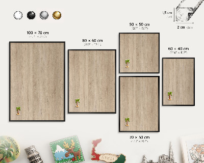 Panou magnetic mural decorativ cadru negru Fundal din lemn