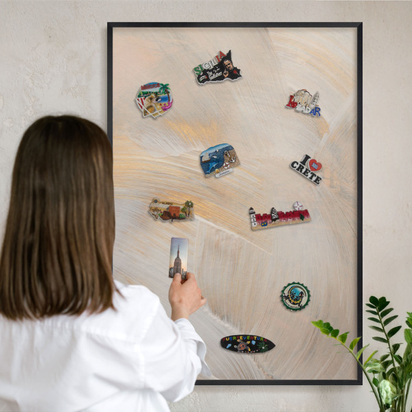 Tablă metalică pentru magneți din călătorii în cadru negru Abstracție elegantă