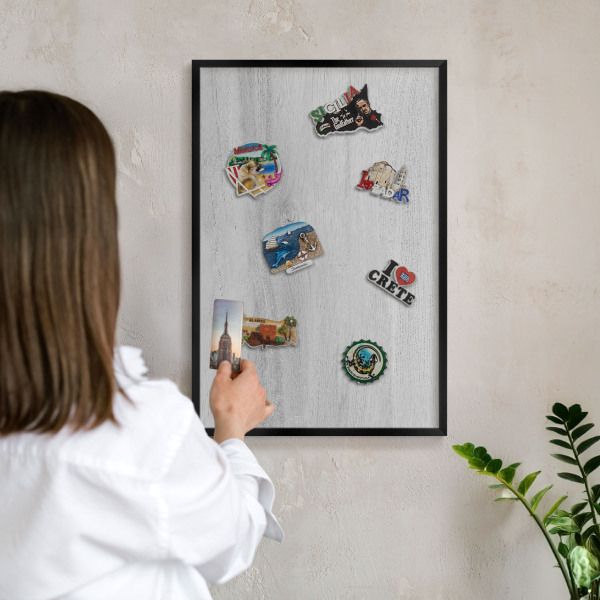 Panou magnetic mural decorativ cadru negru Structură din lemn