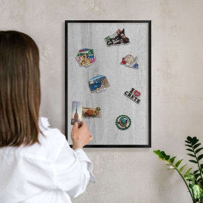 Panou magnetic mural decorativ cadru negru Structură din lemn