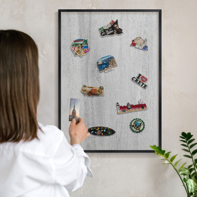 Panou magnetic mural decorativ cadru negru Structură din lemn
