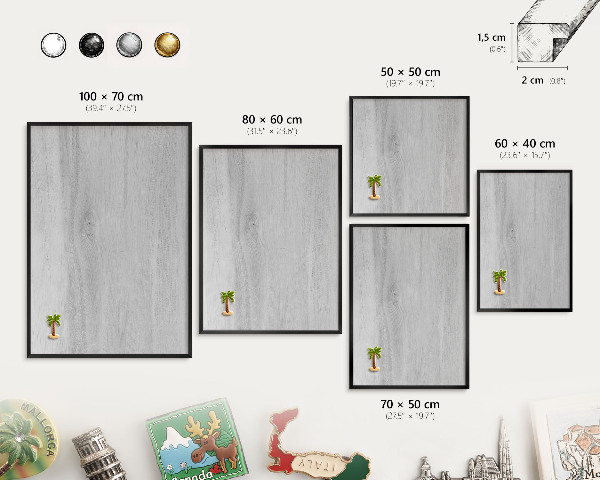 Panou magnetic mural decorativ cadru negru Structură din lemn