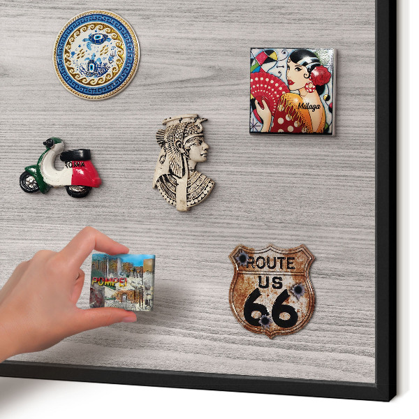 Panou magnetic mural decorativ cadru negru Textură de lemn