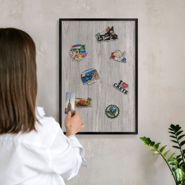 Panou magnetic mural decorativ cadru negru Textură de lemn