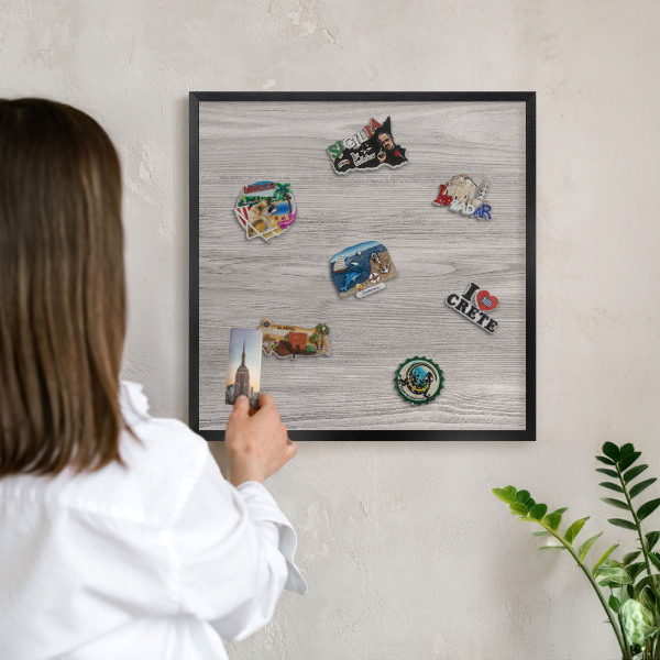 Panou magnetic mural decorativ cadru negru Textură de lemn