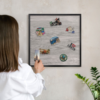 Panou magnetic mural decorativ cadru negru Textură de lemn