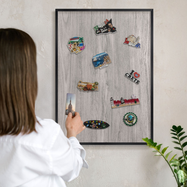 Panou magnetic mural decorativ cadru negru Textură de lemn
