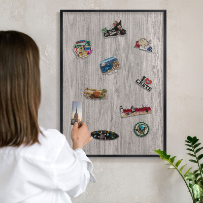 Panou magnetic mural decorativ cadru negru Textură de lemn