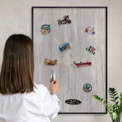 Panou magnetic mural decorativ cadru negru Textură de lemn
