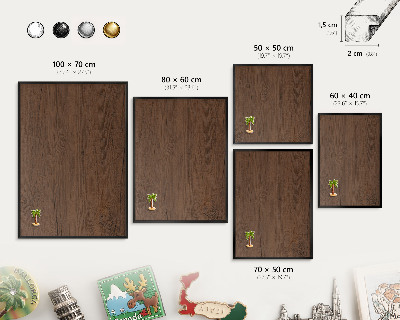 Tablă metalică pentru magneți din călătorii în cadru negru Textură de lemn