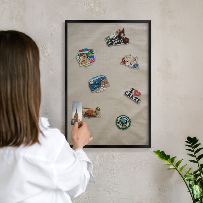 Panou magnetic mural decorativ cadru negru Bej calm