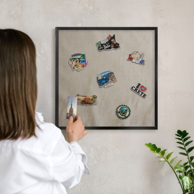 Panou magnetic mural decorativ cadru negru Bej calm