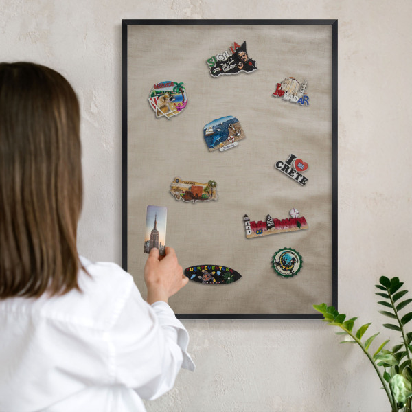 Panou magnetic mural decorativ cadru negru Bej calm
