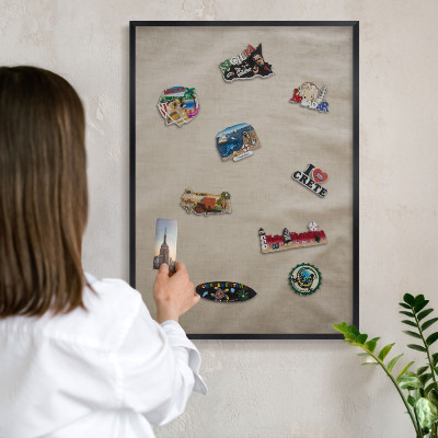 Panou magnetic mural decorativ cadru negru Bej calm