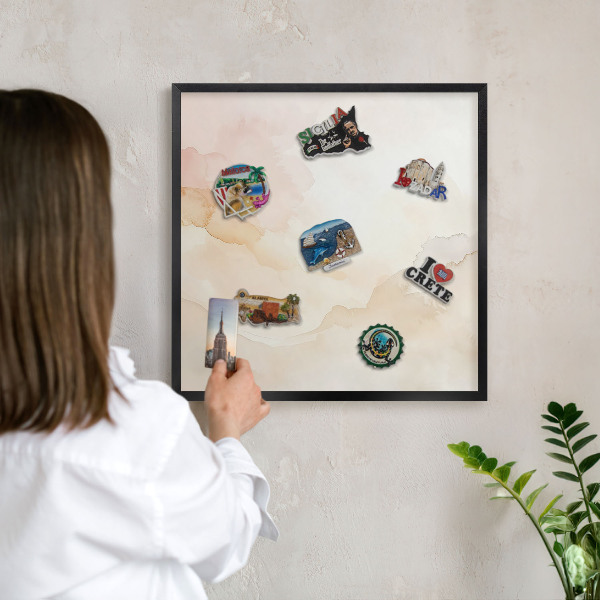 Panou magnetic mural decorativ cadru negru Pace pastelată