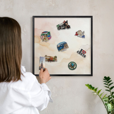 Panou magnetic mural decorativ cadru negru Pace pastelată