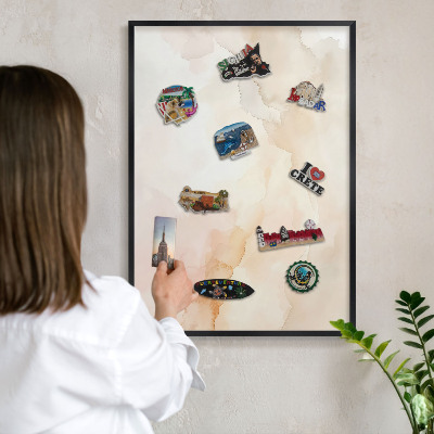 Panou magnetic mural decorativ cadru negru Pace pastelată