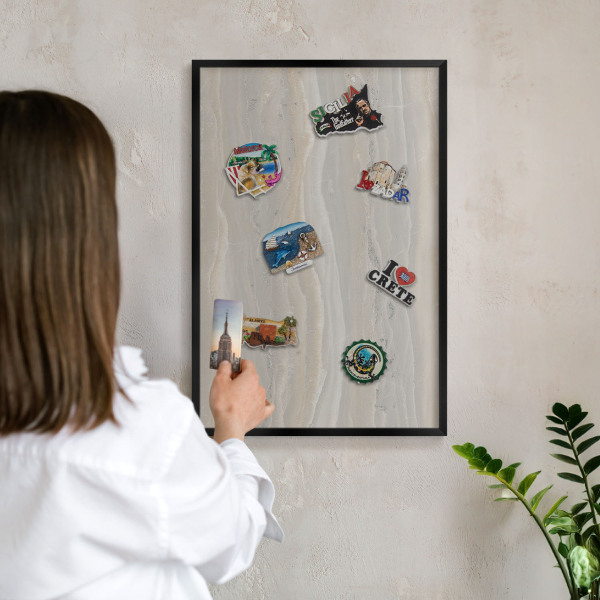 Panou magnetic mural decorativ cadru negru Textură de marmură