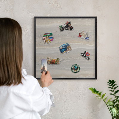 Panou magnetic mural decorativ cadru negru Textură de marmură