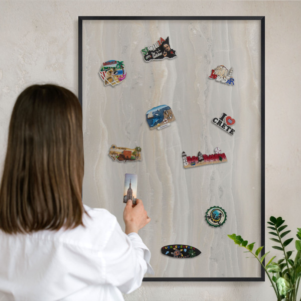 Panou magnetic mural decorativ cadru negru Textură de marmură