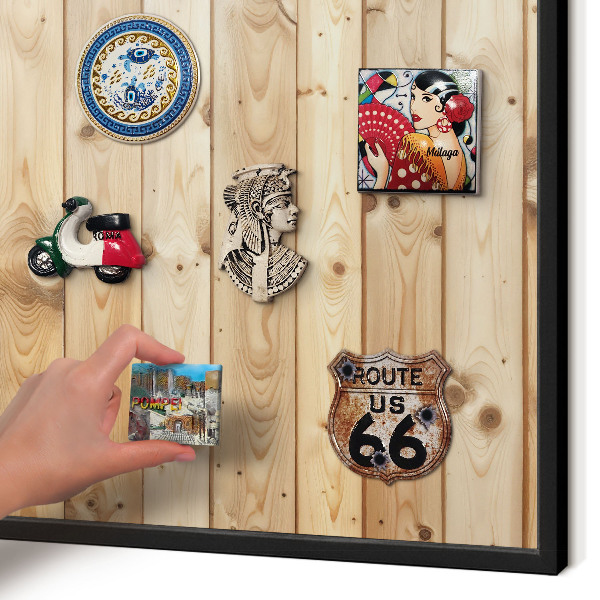 Panou magnetic mural decorativ cadru negru Scânduri de lemn