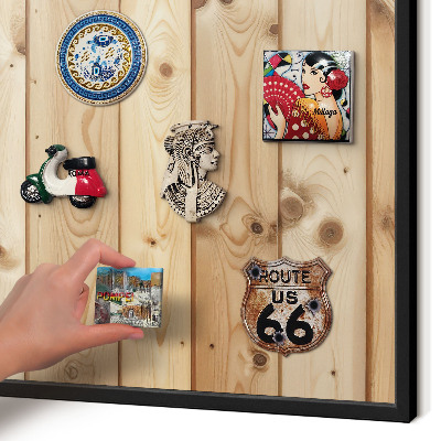 Panou magnetic mural decorativ cadru negru Scânduri de lemn
