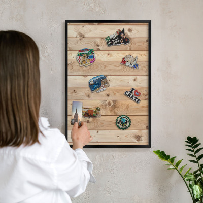 Panou magnetic mural decorativ cadru negru Scânduri de lemn