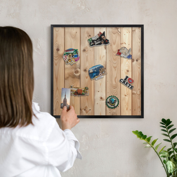 Panou magnetic mural decorativ cadru negru Scânduri de lemn