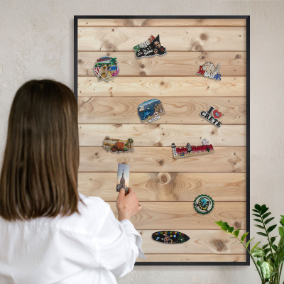 Panou magnetic mural decorativ cadru negru Scânduri de lemn