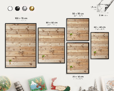 Panou magnetic mural decorativ cadru negru Scânduri de lemn