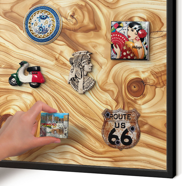 Panou magnetic mural decorativ cadru negru Textură de lemn