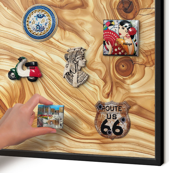 Panou magnetic mural decorativ cadru negru Textură de lemn