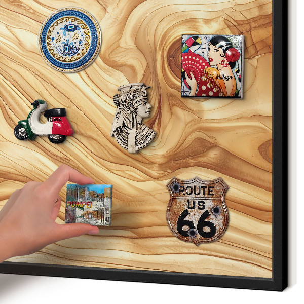 Panou magnetic mural decorativ cadru negru Textură de lemn