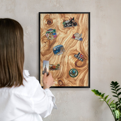 Panou magnetic mural decorativ cadru negru Textură de lemn