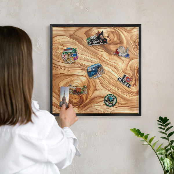 Panou magnetic mural decorativ cadru negru Textură de lemn