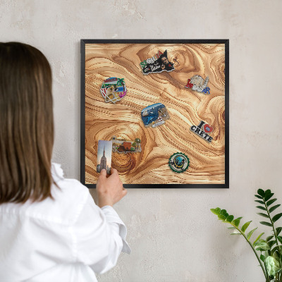 Panou magnetic mural decorativ cadru negru Textură de lemn