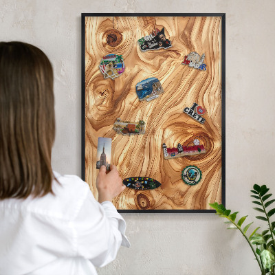 Panou magnetic mural decorativ cadru negru Textură de lemn