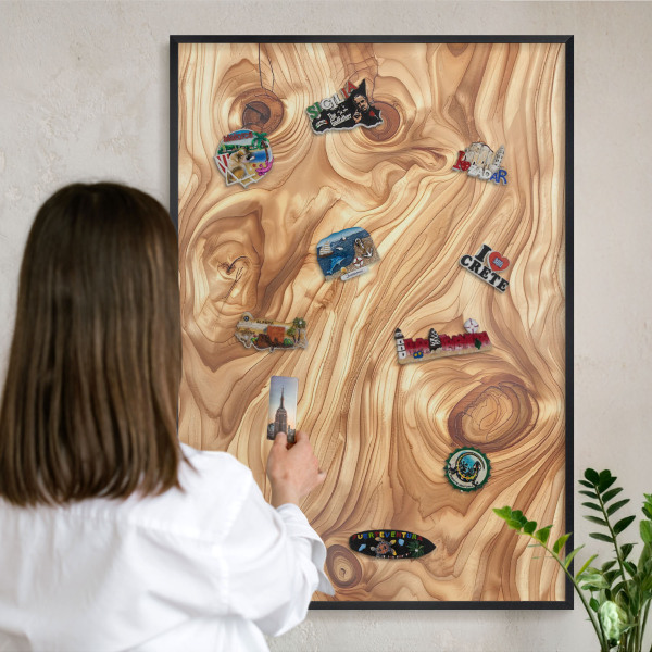Panou magnetic mural decorativ cadru negru Textură de lemn