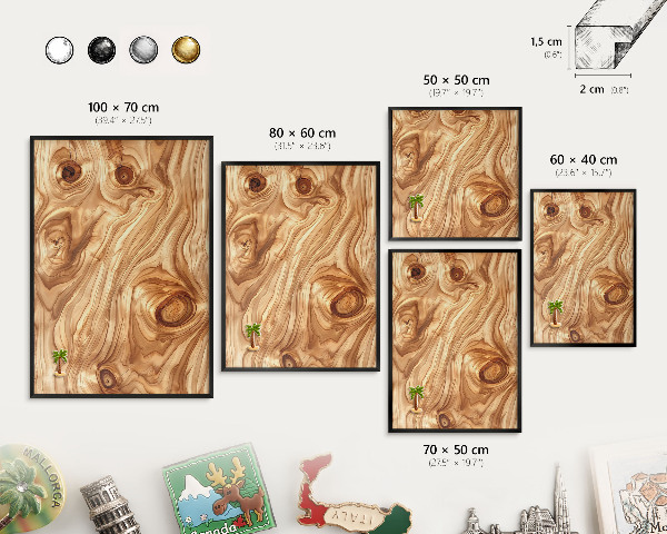 Panou magnetic mural decorativ cadru negru Textură de lemn