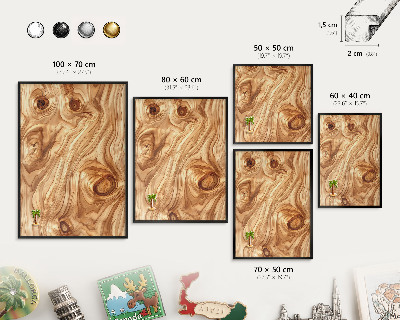 Panou magnetic mural decorativ cadru negru Textură de lemn