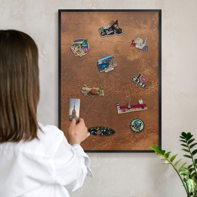 Panou magnetic mural decorativ cadru negru Textură maro