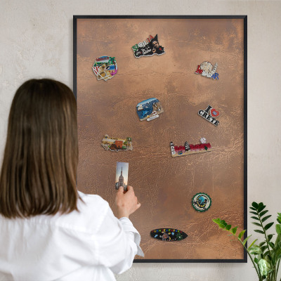Panou magnetic mural decorativ cadru negru Textură maro