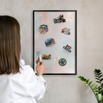 Panou magnetic mural decorativ cadru negru Armonie pastelată